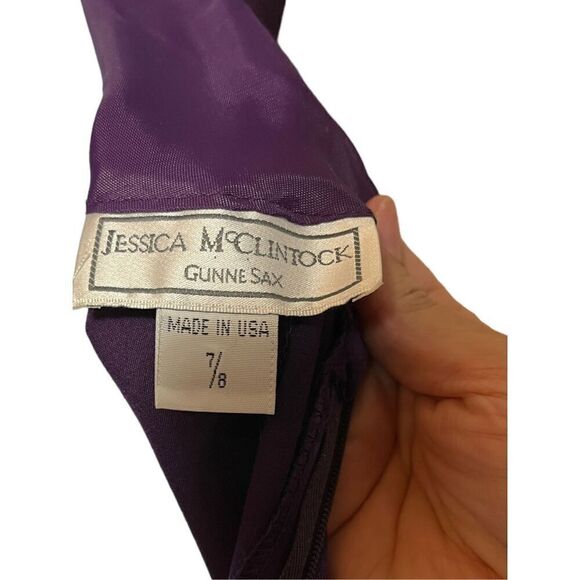 Vintage Jessica‎ McClintock Gunne Sax Purple Satin Beaded Halter Gown Size 7/8 - Picture 12 of 14